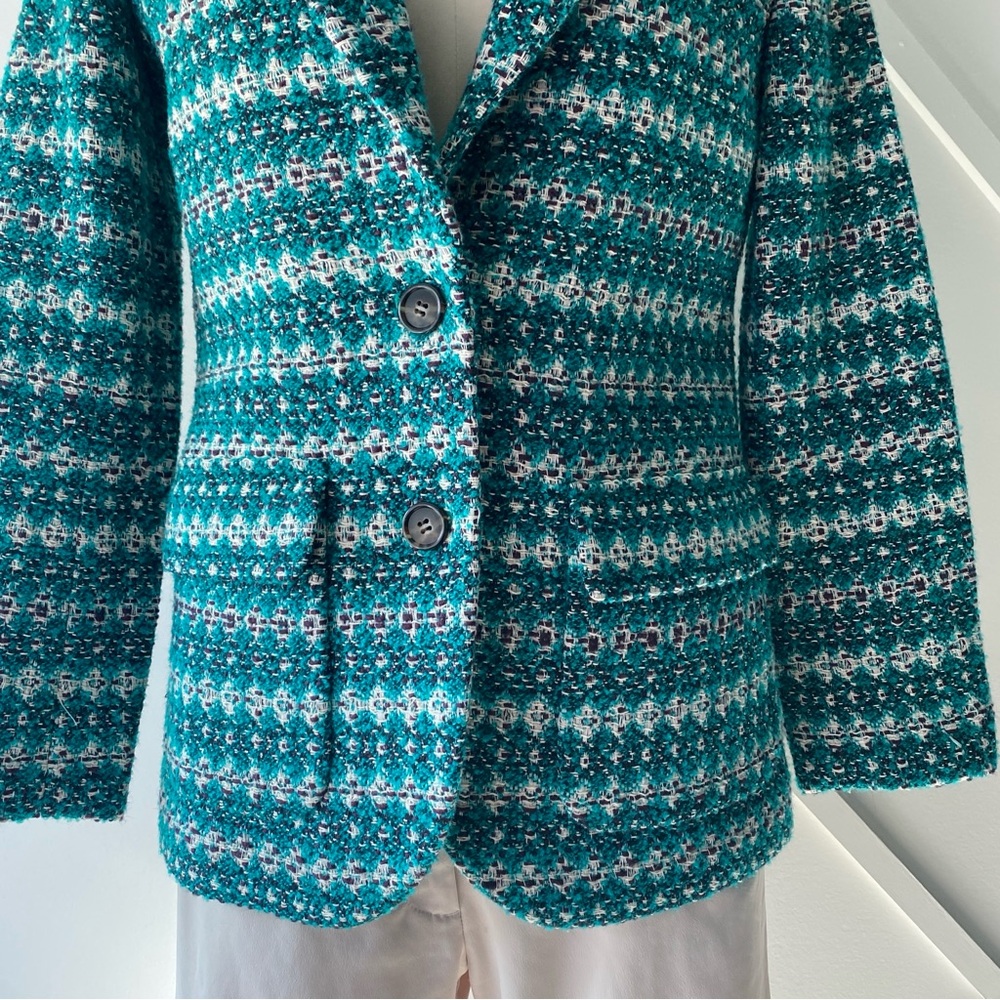 J.Crew Boyfriend Oversized Blazer in Emerald Green Italian Jacquard Wool - 0 - Picture 9 of 17